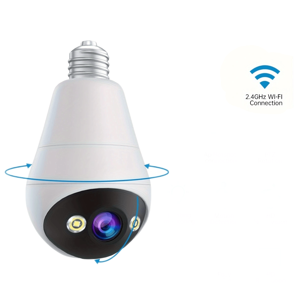 JOOAN E27 Bulb-Shaped WiFi PTZ Camera - 1296p HD Resolution, Night Vision & Two-Way Audio