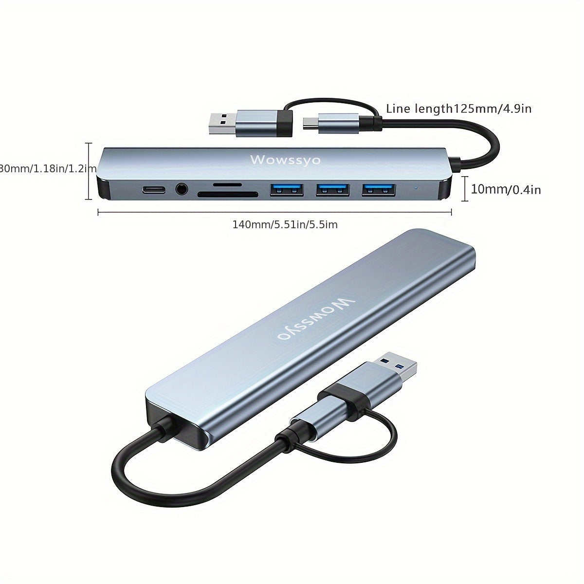 Wowssyo 8-in-1 USB-C Hub - Multi-Port Adapter for MacBook Pro/Air, iPad Pro, and More