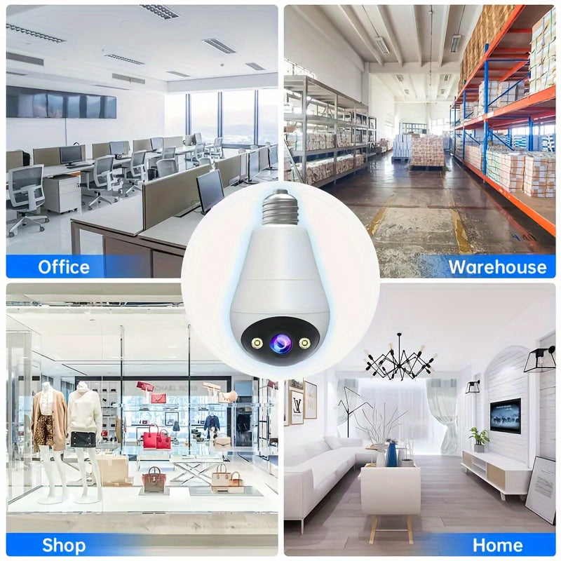 JOOAN E27 Bulb-Shaped WiFi PTZ Camera - 1296p HD Resolution, Night Vision & Two-Way Audio