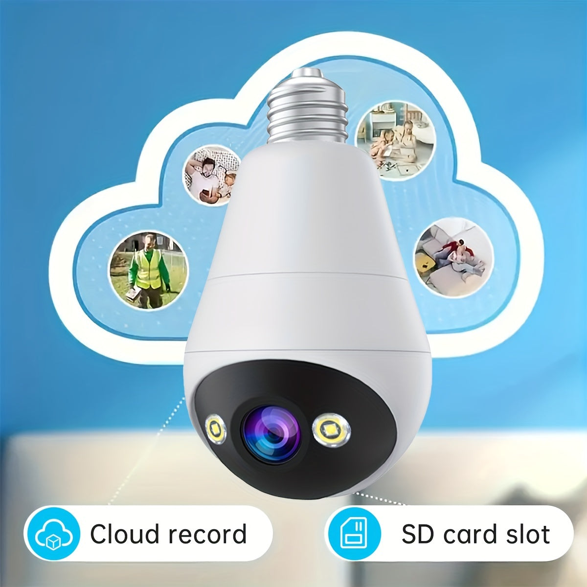 JOOAN E27 Bulb-Shaped WiFi PTZ Camera - 1296p HD Resolution, Night Vision & Two-Way Audio