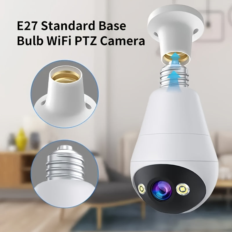 JOOAN E27 Bulb-Shaped WiFi PTZ Camera - 1296p HD Resolution, Night Vision & Two-Way Audio