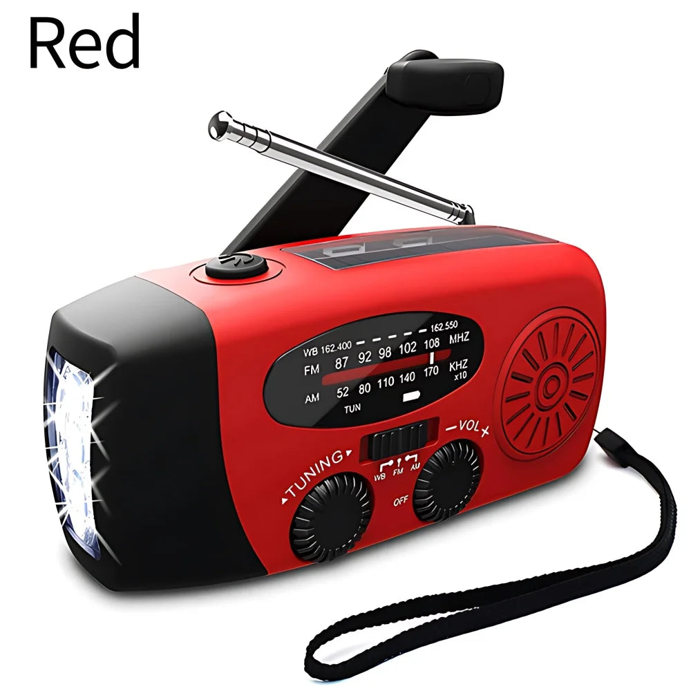 STONEGO Emergency Solar Hand Crank Radio - FM/AM/NOAA with LED Flashlight & SOS Alarm