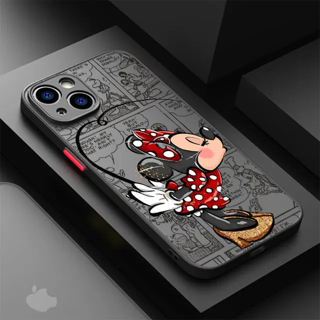 Disney Mickey Minnie Love Phone Case for Apple iPhone 15 16 Pro Max 14 Plus XR -Matte Cover