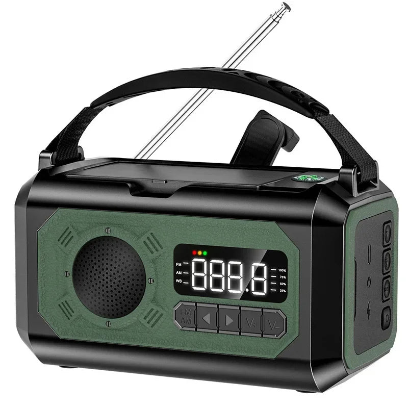 12000mAh Solar Hand Crank AM/FM/NOAA Weather Radio – Portable Emergency Radio with Dual Solar Panels & Reading Lamp for Outdoor Camping