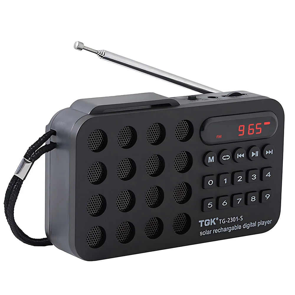 Rechargeable Portable FM Radio Mini Solar Bluetooth Speaker - USB/TF Card MP3 Music Player