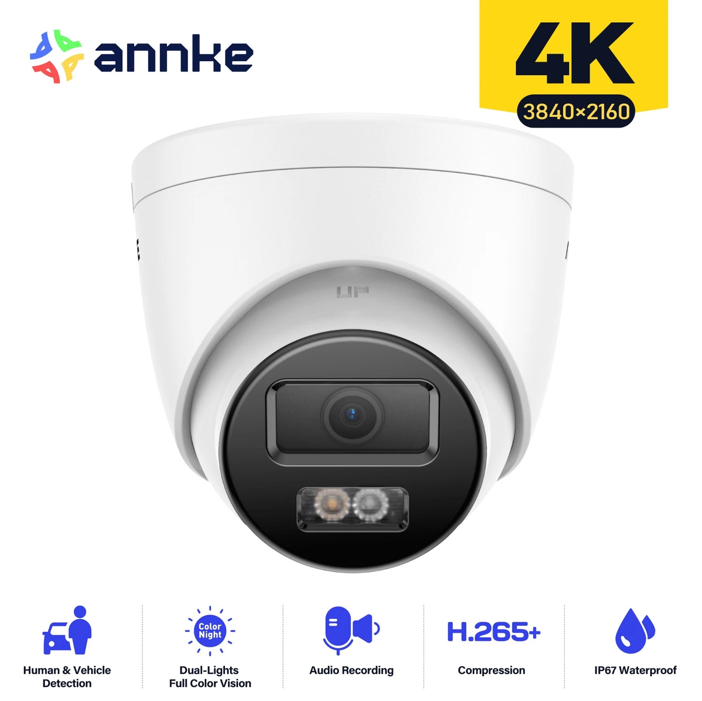 Annke 8MP HD IP Security Camera – 4K Dual Light, Audio, Human & Vehicle Detection