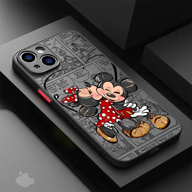 Disney Mickey Minnie Love Phone Case for Apple iPhone 15 16 Pro Max 14 Plus XR -Matte Cover