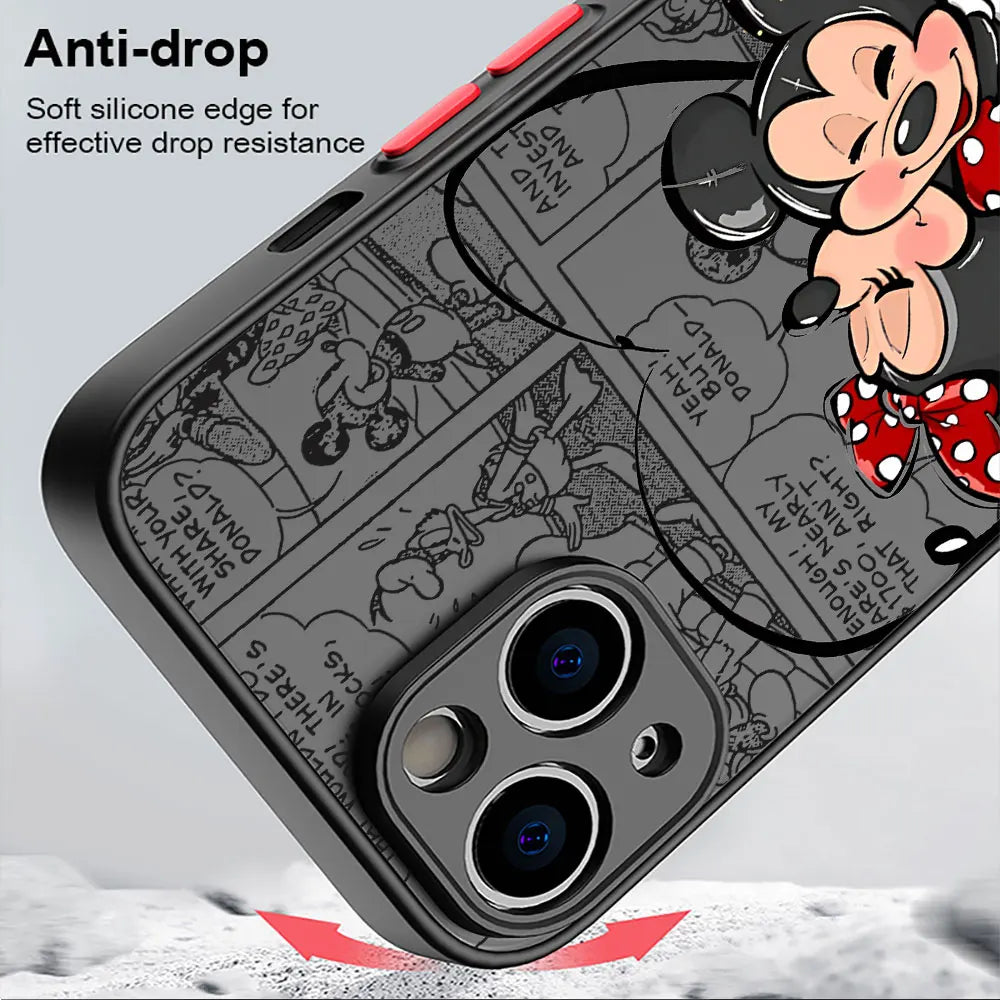 Disney Mickey Minnie Love Phone Case for Apple iPhone 15 16 Pro Max 14 Plus XR -Matte Cover