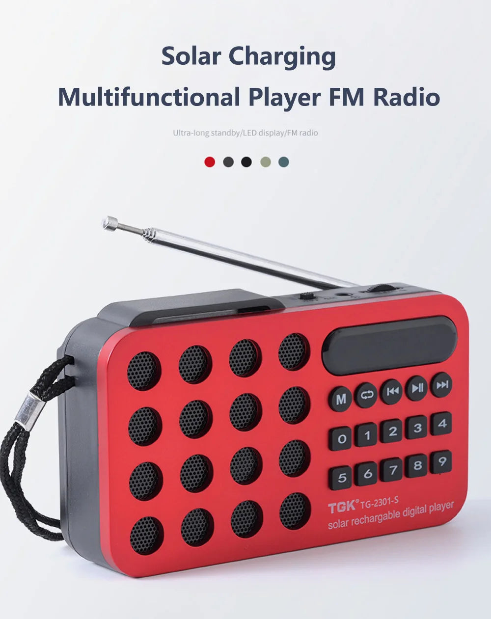 Rechargeable Portable FM Radio Mini Solar Bluetooth Speaker - USB/TF Card MP3 Music Player