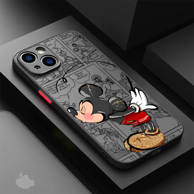 Disney Mickey Minnie Love Phone Case for Apple iPhone 15 16 Pro Max 14 Plus XR -Matte Cover