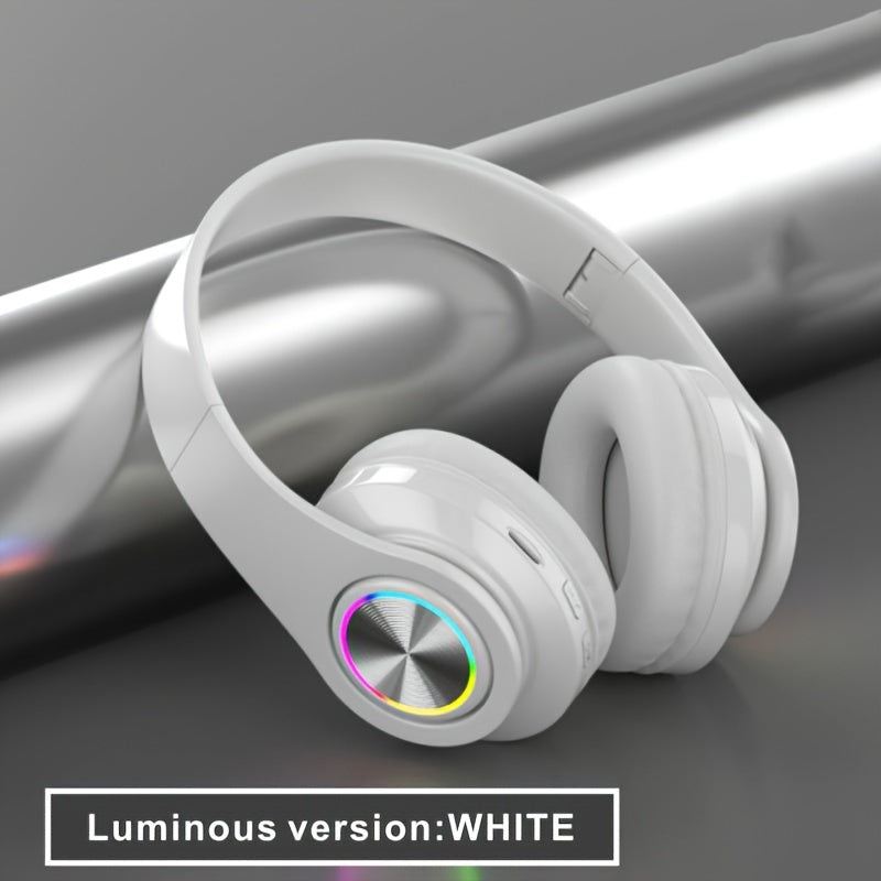 Wireless Deep Bass Headphones - Foldable Gaming Earbuds with Built-in Mic