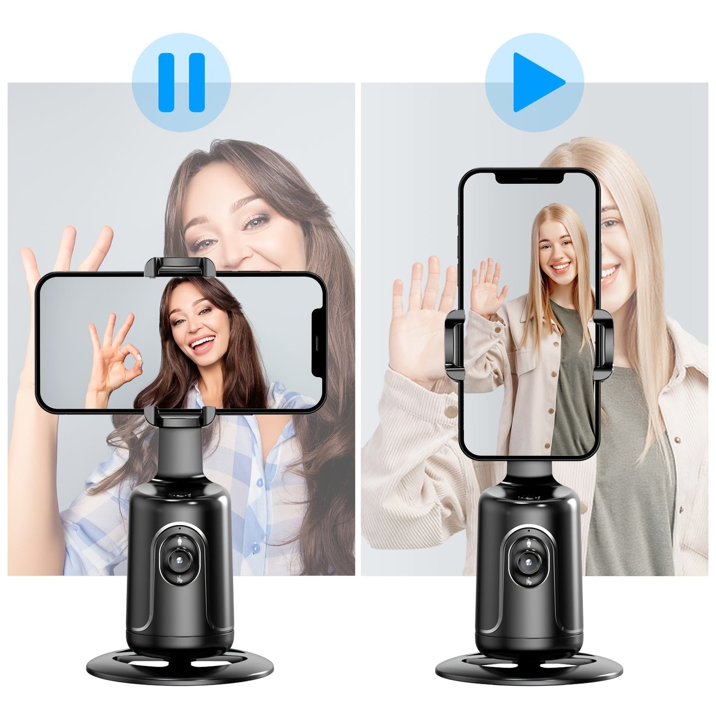 Smart 360° Auto-Tracking Tripod - Face & Body Recognition for Vlogs & Live Streaming