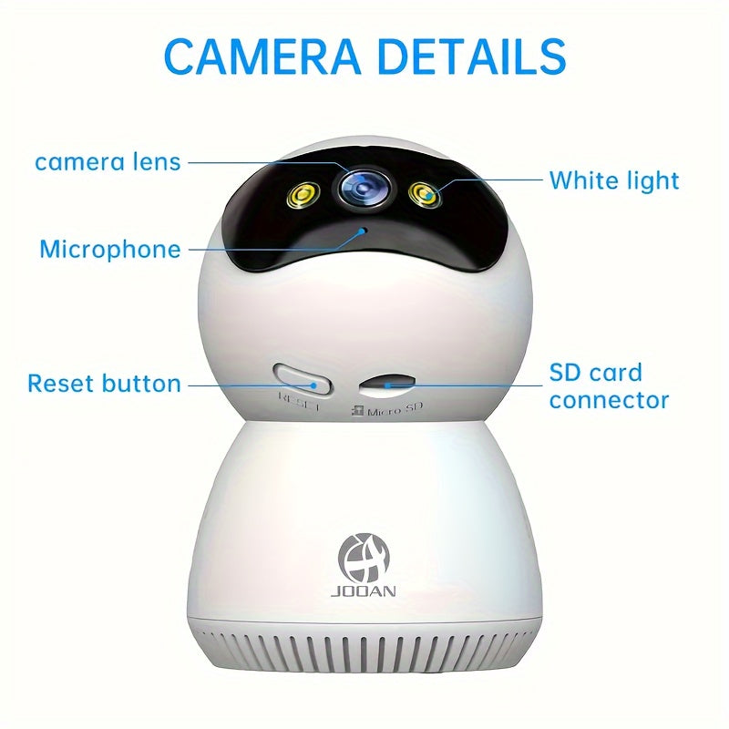 JOOAN 1080P Full HD Security Camera - Color Night Vision, Two-Way Audio, Motion Detection & Auto Tracking for Home Safety