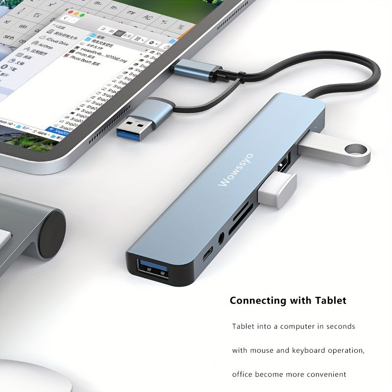 Wowssyo 8-in-1 USB-C Hub - Multi-Port Adapter for MacBook Pro/Air, iPad Pro, and More