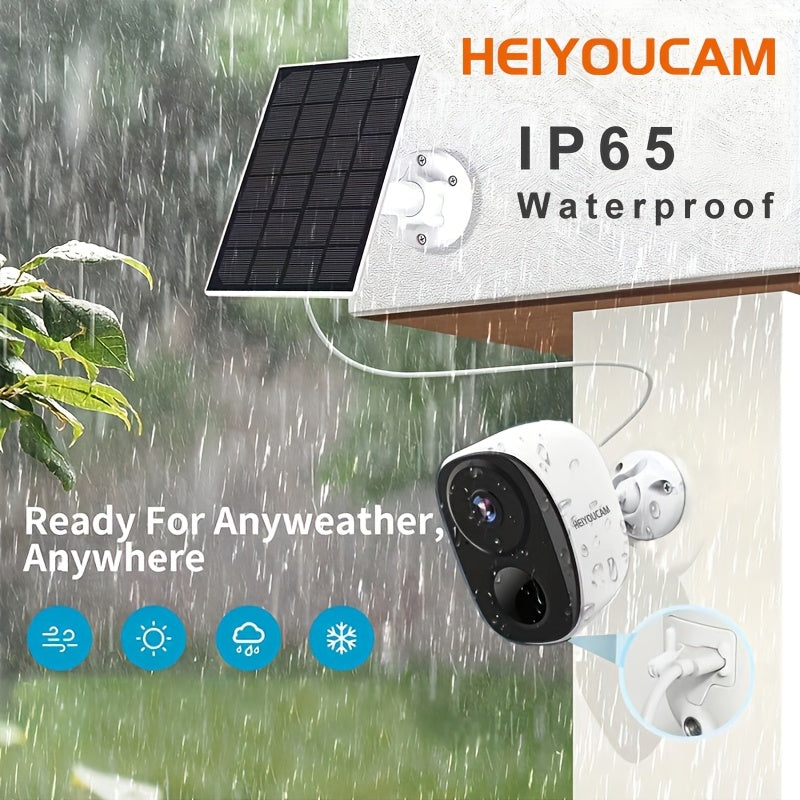 HEIYOUCAM 3MP Solar Battery Security Camera - Wireless Outdoor with Night Vision, Human Detection & 2-Way Talk