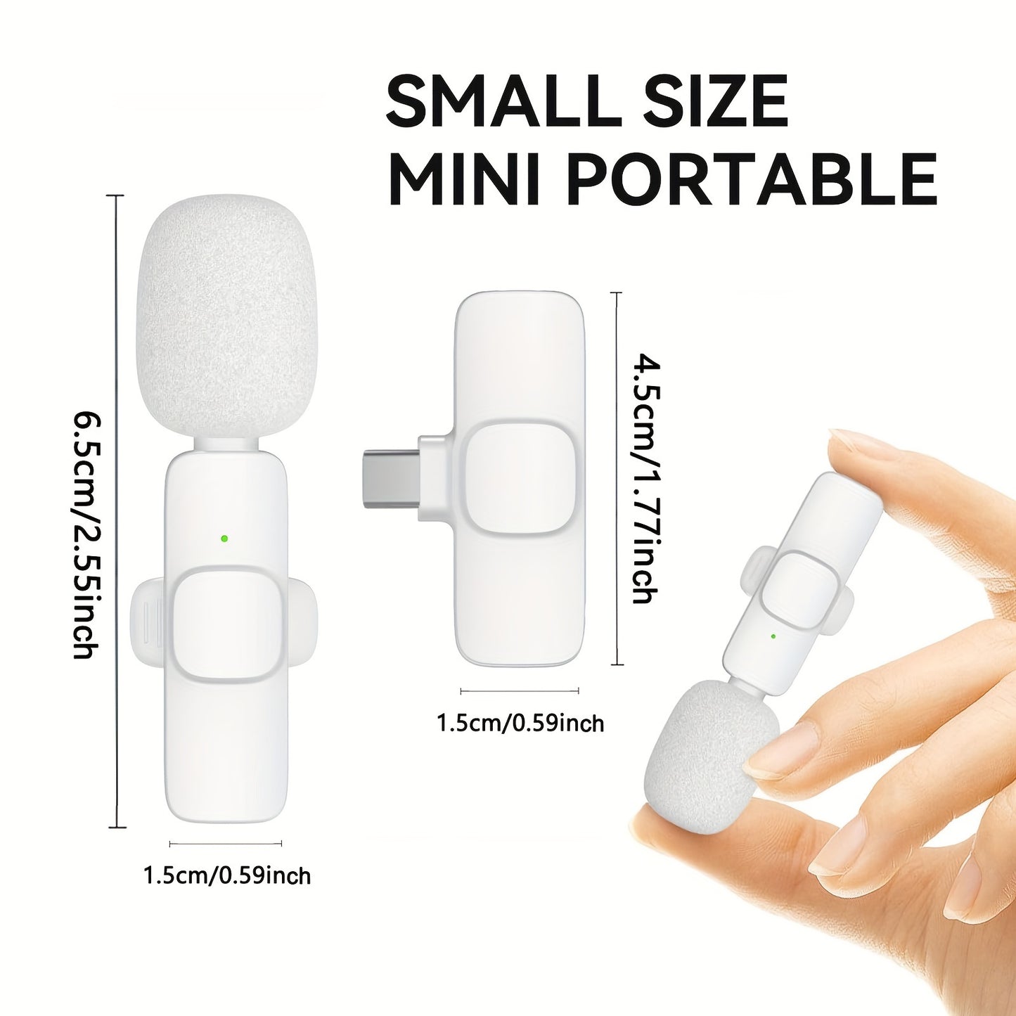 SNZIYAG Compact Wireless Clip-On Microphone for Smartphones & Tablets - USB-C, 360° Sound Pickup, 5-Hour Battery Life