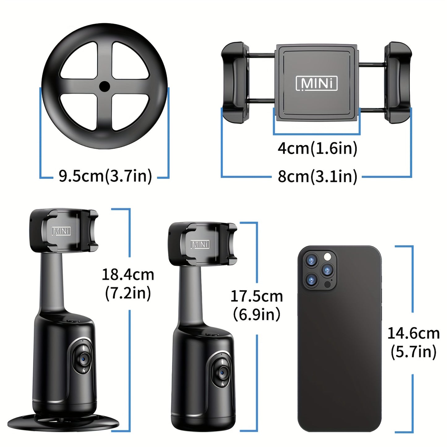 Smart 360° Auto-Tracking Tripod - Face & Body Recognition for Vlogs & Live Streaming