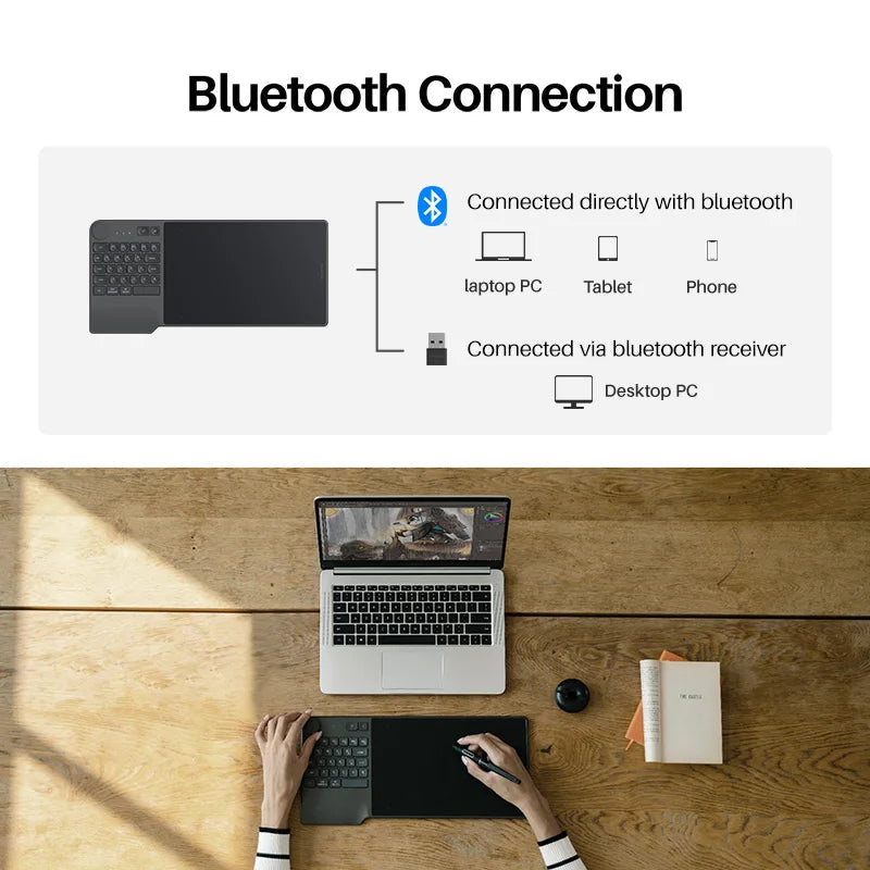 HUION KD200 Graphics Tablet - Wireless Drawing Tablet with Pen and Keyboard