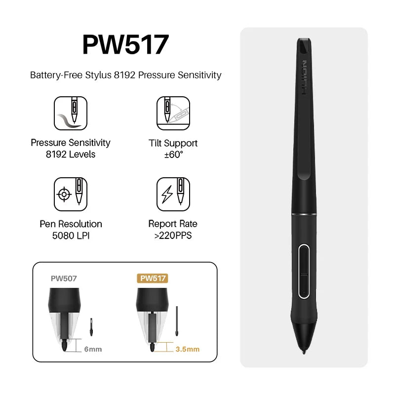 HUION Inspiroy Keydial KD200 - Battery-Free Wireless Graphics Tablet with Keyboard