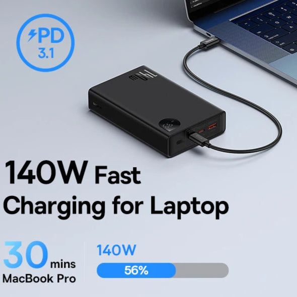 Baseus 140W Power Bank 24000mAh - Fast Charging Portable Battery Charger with 3 Output Ports