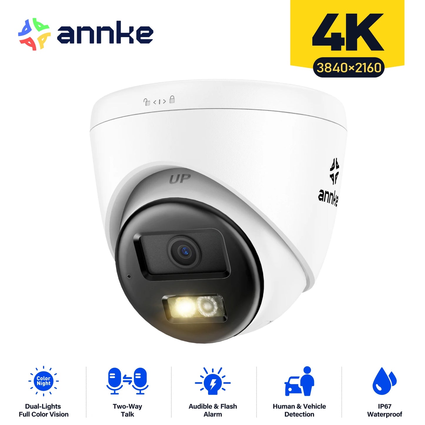 Annke 8MP HD IP Security Camera – 4K Dual Light, Audio, Human & Vehicle Detection