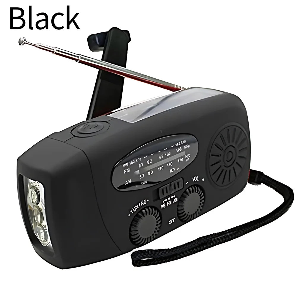 STONEGO Emergency Solar Hand Crank Radio - FM/AM/NOAA with LED Flashlight & SOS Alarm
