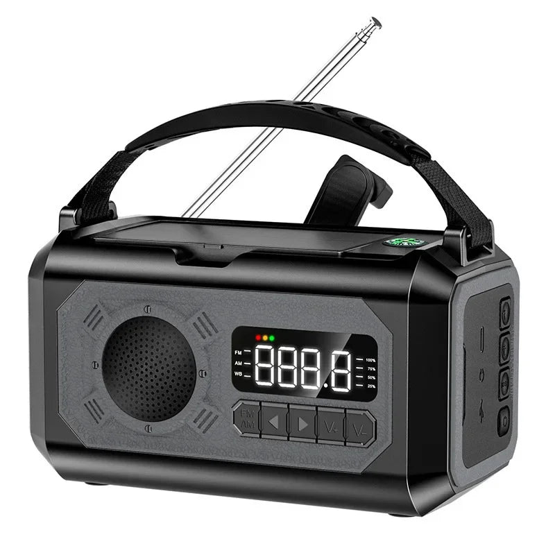12000mAh Solar Hand Crank AM/FM/NOAA Weather Radio – Portable Emergency Radio with Dual Solar Panels & Reading Lamp for Outdoor Camping