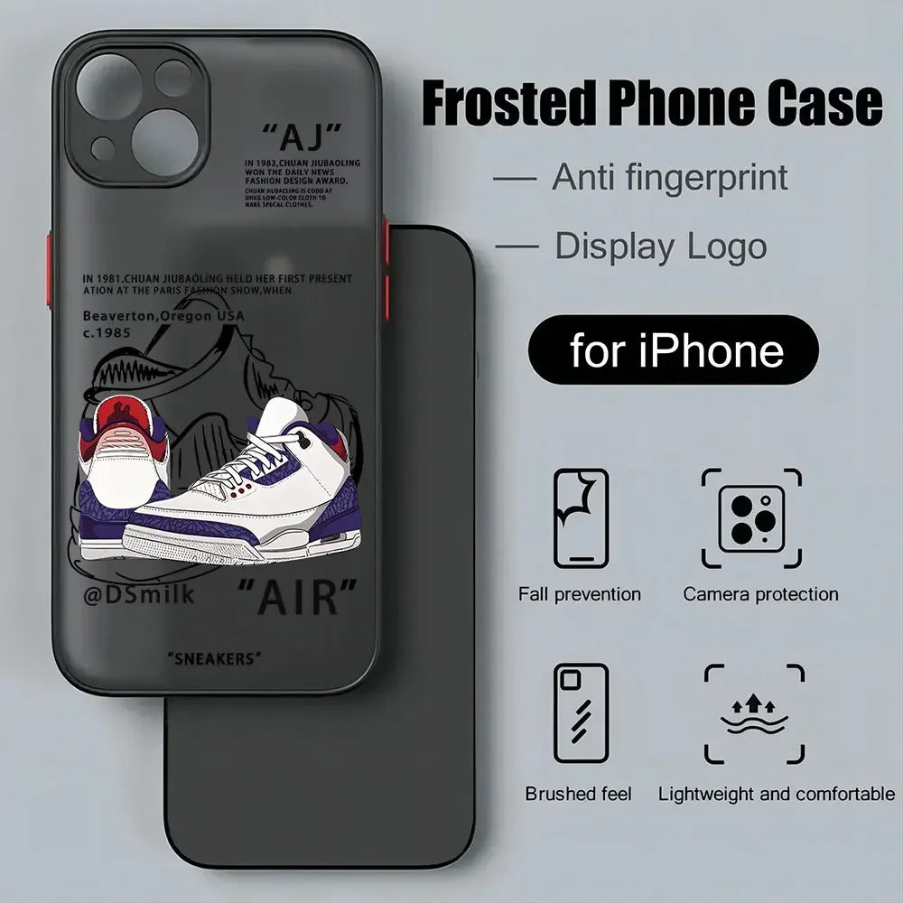 Trendy Street Sneakers Phone Case for iPhone 15, 14, 13, 12,  - Matte Transparent Back Cover