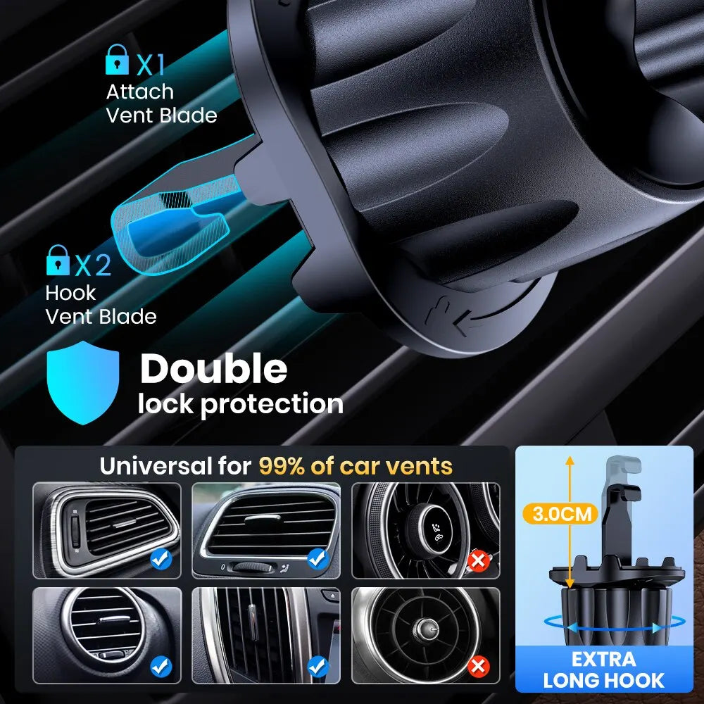 TOPK Magnetic Car Phone Holder - Air Vent Mount for iPhone 15 & Universal Smartphones