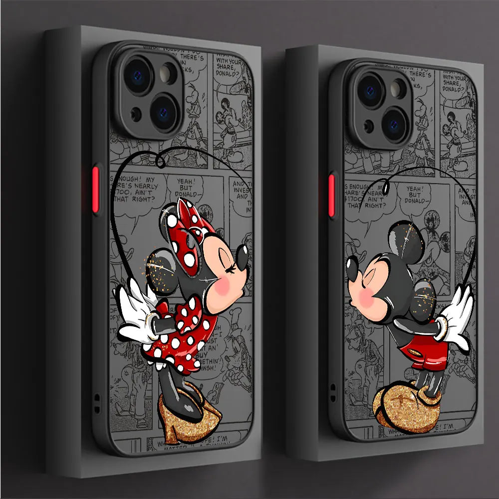 Disney Mickey Minnie Love Phone Case for Apple iPhone 15 16 Pro Max  14 Plus  XR -Matte Cover