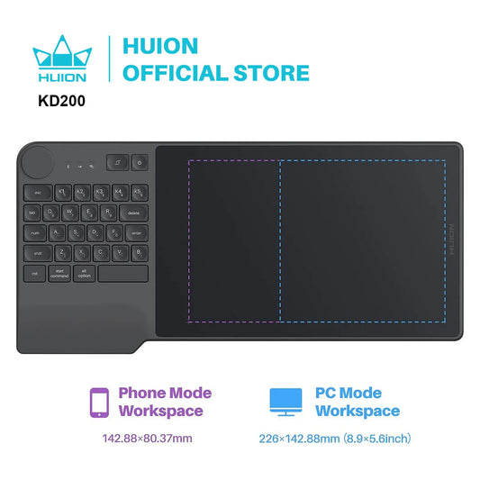 HUION KD200 Graphics Tablet - Wireless Drawing Tablet with Pen and Keyboard