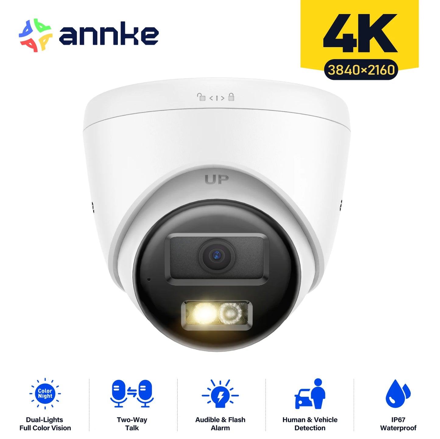 Annke 8MP HD IP Security Camera – 4K Dual Light, Audio, Human & Vehicle Detection