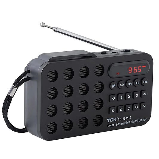 Rechargeable Portable FM Radio Mini Solar Bluetooth Speaker - USB/TF Card MP3 Music Player