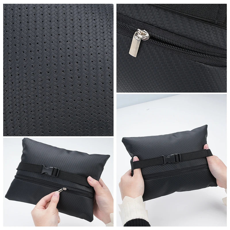 Leather Car Seat Headrest Neck Pillow & Lumbar Backrest for MINI Cooper R50-R60 Series