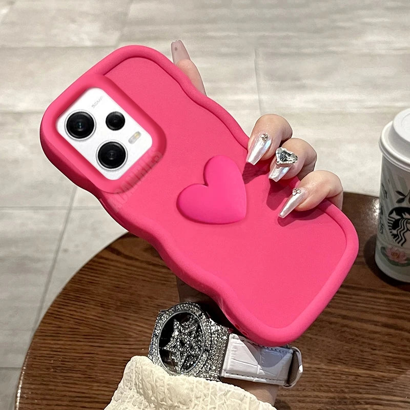 ACANRIES 3D Love Heart Candy Wavy Silicone Case for Xiaomi Redmi Note