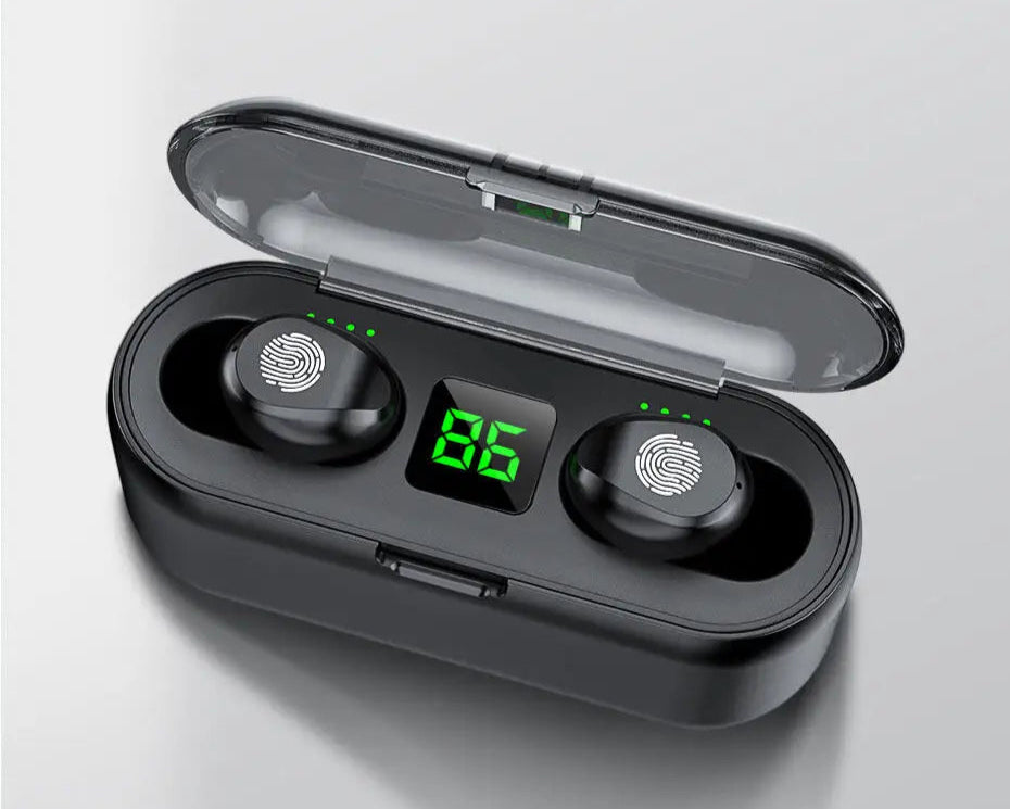 **IPX7 Waterproof Bluetooth Earbuds with Touch Control & HD Stereo - 2200mAh Charging Case**