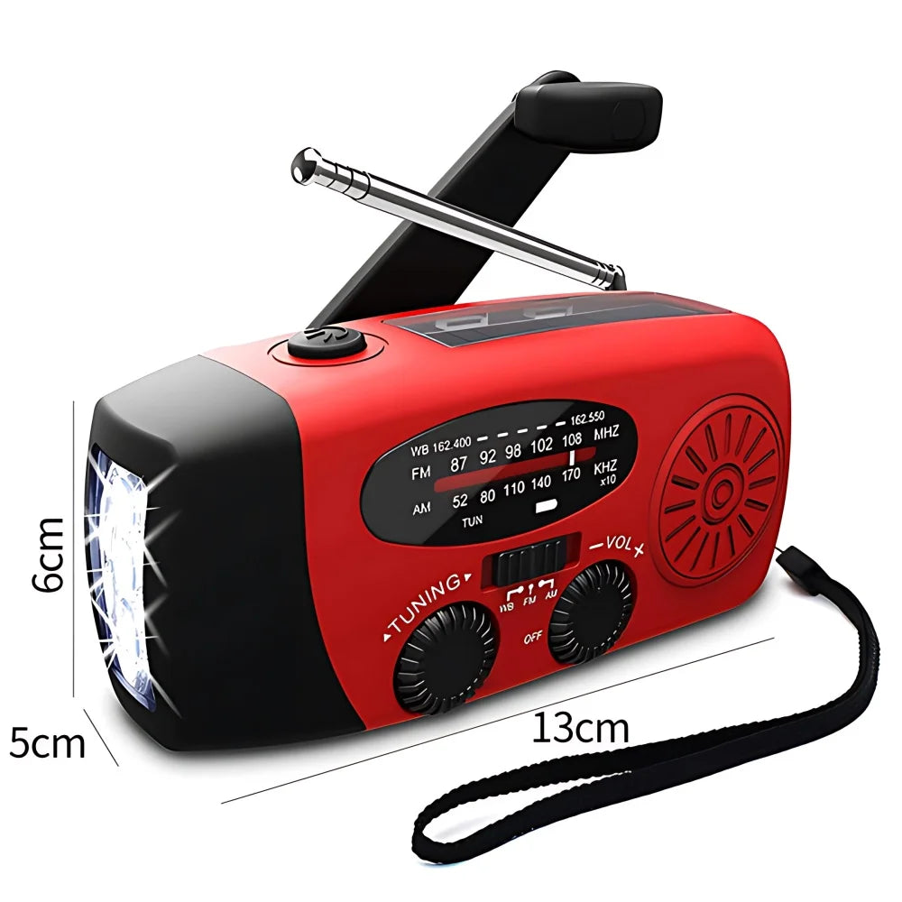 STONEGO Emergency Solar Hand Crank Radio - FM/AM/NOAA with LED Flashlight & SOS Alarm