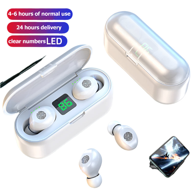 **IPX7 Waterproof Bluetooth Earbuds with Touch Control & HD Stereo - 2200mAh Charging Case**