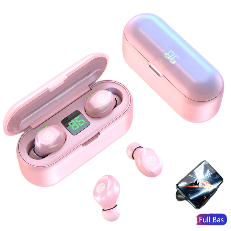 **IPX7 Waterproof Bluetooth Earbuds with Touch Control & HD Stereo - 2200mAh Charging Case**