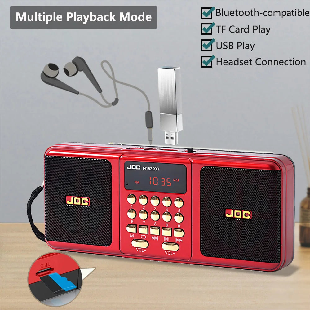 Portable Stereo FM Radio Wireless Speaker Rechargeable Battery Support TF Card USB Bluetooth-compatible Speaker With FM Receiver