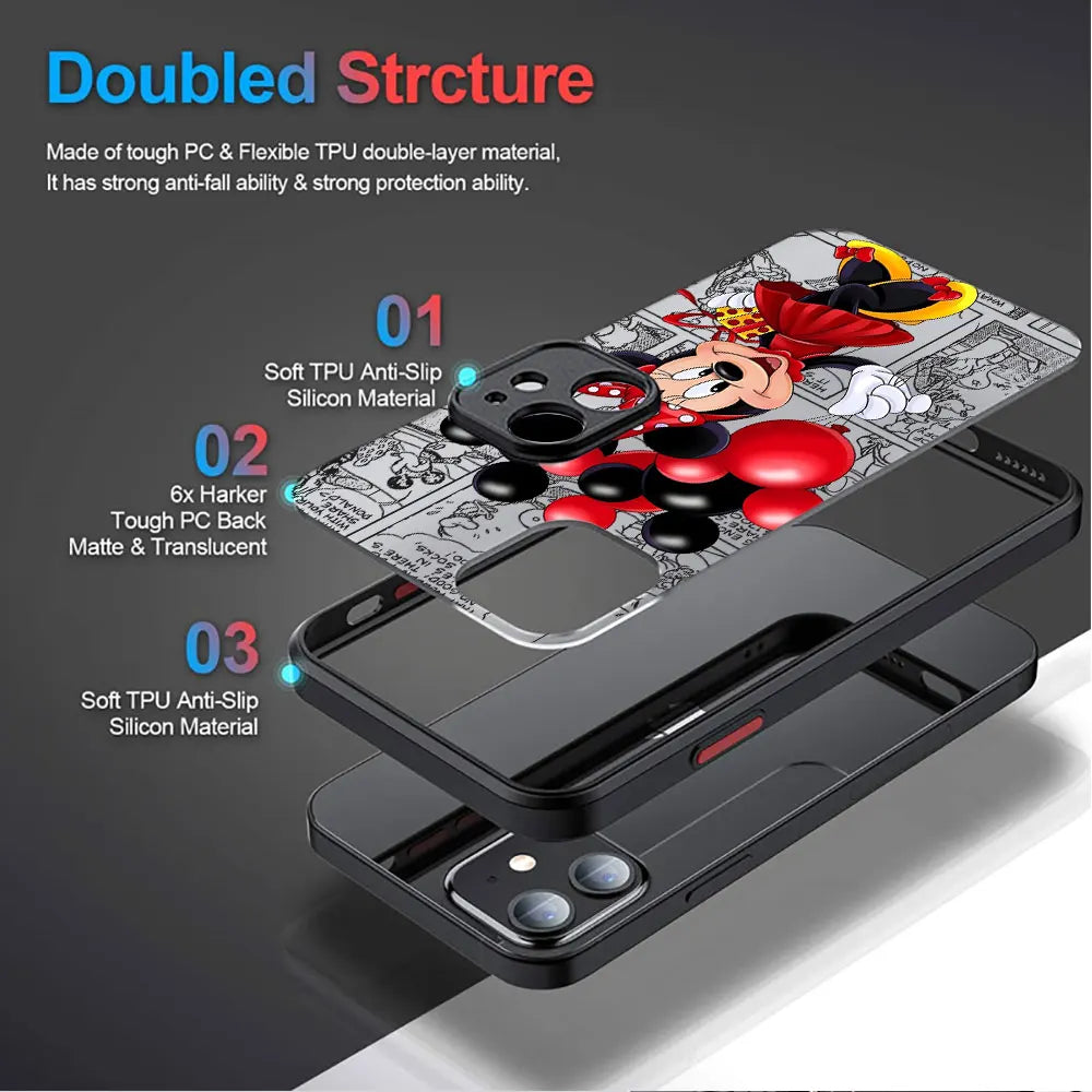 Disney Mickey Minnie Love Phone Case for Apple iPhone 15 16 Pro Max  14 Plus  XR -Matte Cover