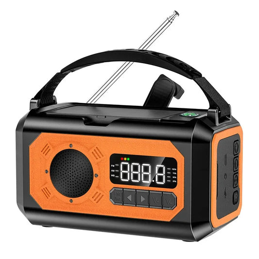 12000mAh Solar Hand Crank AM/FM/NOAA Weather Radio – Portable Emergency Radio with Dual Solar Panels & Reading Lamp for Outdoor Camping