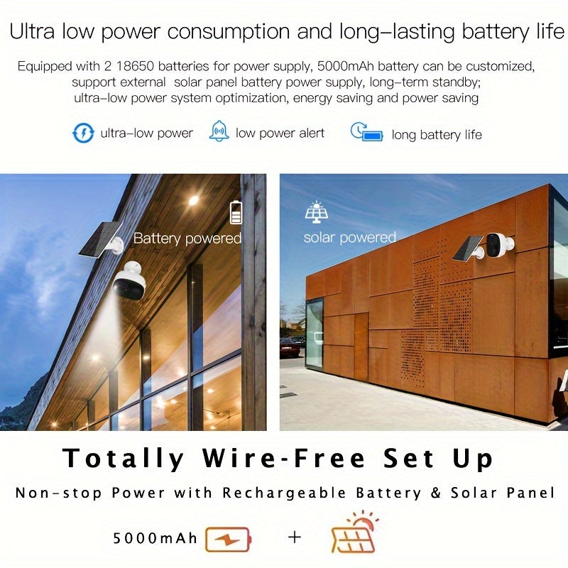HEIYOUCAM 3MP Solar Battery Security Camera - Wireless Outdoor with Night Vision, Human Detection & 2-Way Talk
