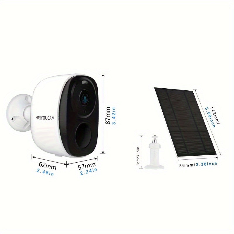 HEIYOUCAM 3MP Solar Battery Security Camera - Wireless Outdoor with Night Vision, Human Detection & 2-Way Talk