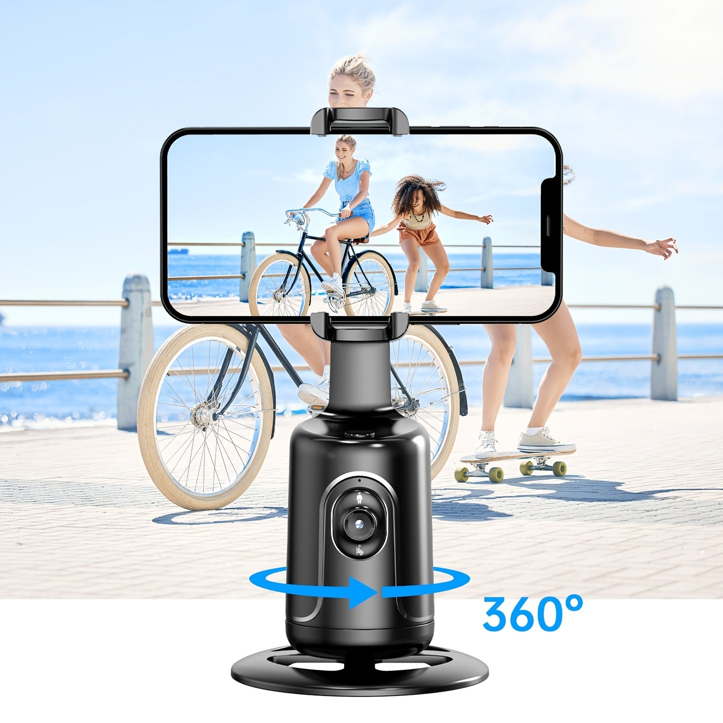 Smart 360° Auto-Tracking Tripod - Face & Body Recognition for Vlogs & Live Streaming