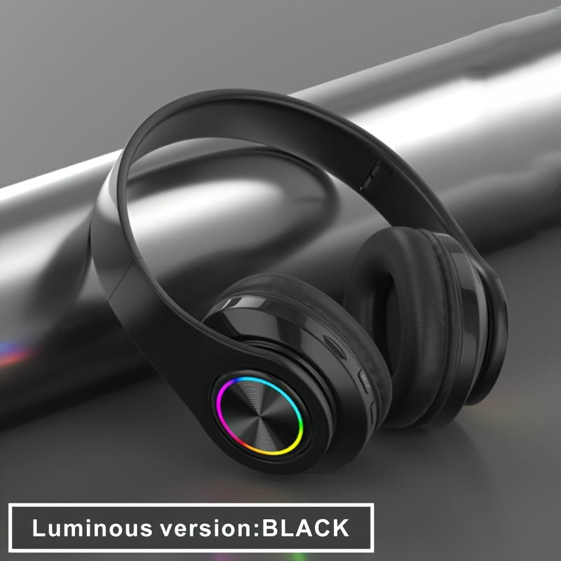 Wireless Deep Bass Headphones - Foldable Gaming Earbuds with Built-in Mic
